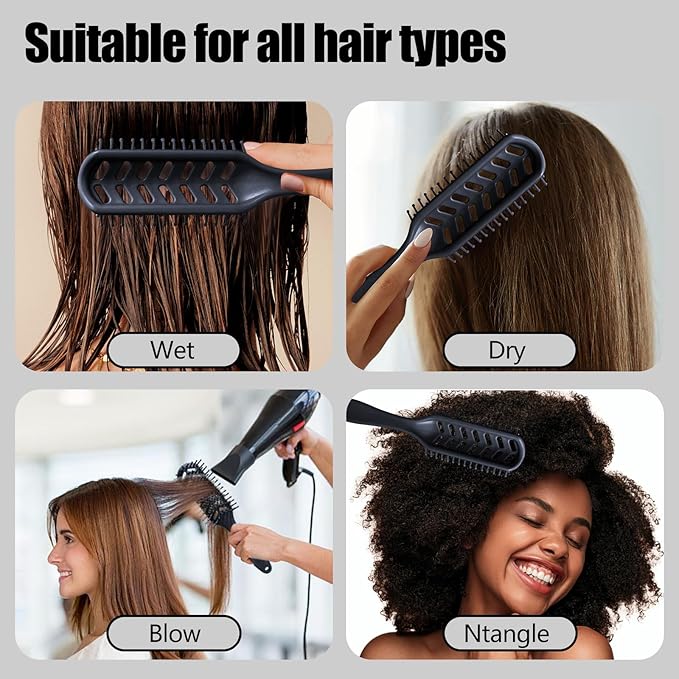 kuwa Curly Hair Brush,Detangling Brush for Black Natural Hair, Dry and Wet Vented Detangler Hair Brush for Women and Men,Reduces Breakage for All Hair Types