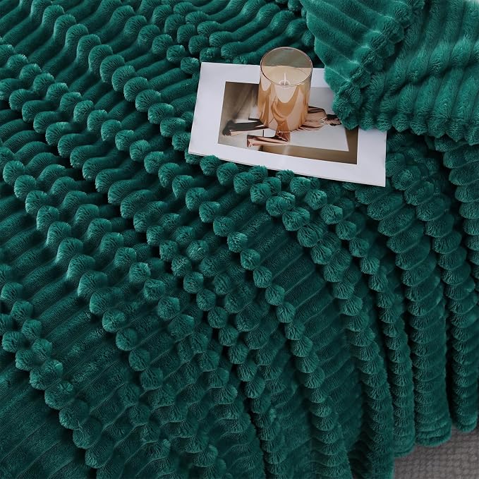 Teal Throw Blanket for Couch Sofa 50x60 inches Striped Design | Fleece Blankets Room Home Decor Lightweight Plush Soft Cozy Gifts for Women Mom