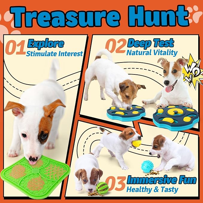 Forfon 9 Pack Dog Enrichment Toy Set with Puzzle Toy & Lick Mats | For Small & Medium Dogs,Multi-Level Challenge,Mental Stimulation,Slow Feeding Support,Interactive Play