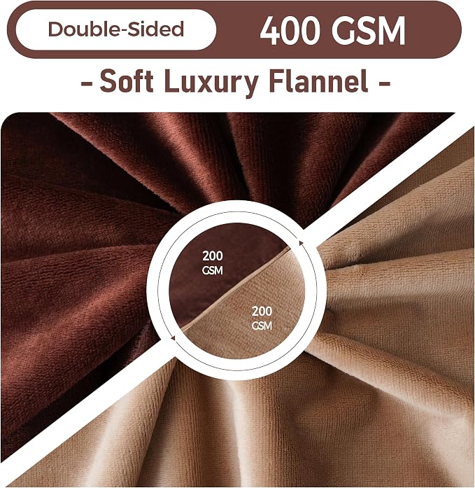 Waterproof Brown Throw Blanket for Couch Sofa Bed | Reversible Soft Flannel Throw Blanket for Medium Large Dogs Pet Leakproof, Protector for Crate, Travel, 50"x60"