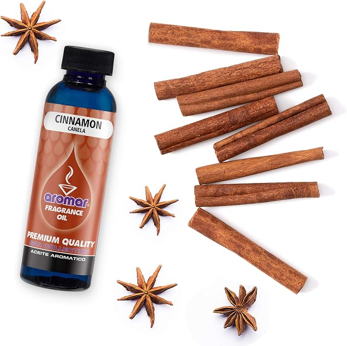 AROMAR Premium Fragrance Oil, 4oz Bottle 3 Pack Long Lasting Aromatic Scent, Fresh and Revitalizing Aromatherapy for Living Room, Bedroom, and Kitchen 12oz Cinnamon