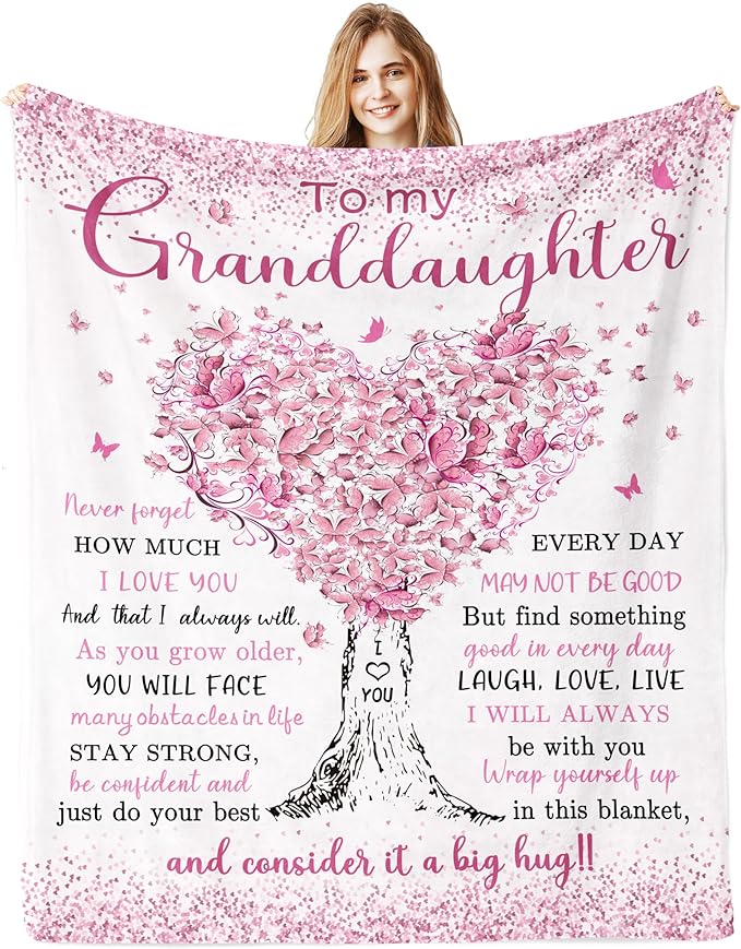 Granddaughter Gifts from Grandma, Gift for Granddaughter, Great Granddaughters Gift, Birthday Gifts for Grand-Daughter Blanket 60"x 50", Presents from Grandpa