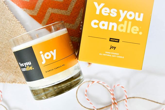 Yes You Candle - Joy, Grapefruit & Magosteen, Highly-Scented, Inspirational Soy Candle, Made in USA, Pure Essential Oils, Aromatherapy, 8 oz