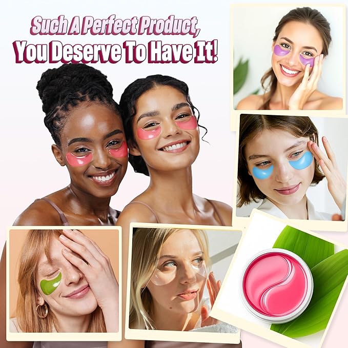 NAZANO Under Eye Patches - 60 Pack for Puffy Eyes, Dark Circles, Bags & Wrinkles with Hydrolyzed Collagen & Hyaluronic Acid - Eye Care Pads for Daily Skincare (Pink)