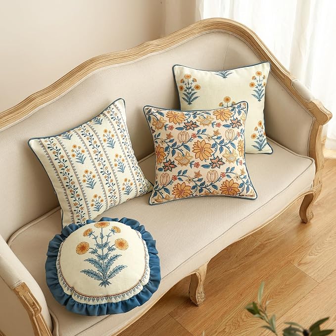Linen Square Throw Pillow Cover,Set of 2,20"x12"-Estevan B | Designer French Elegant Pillow Cover,Concealed Zipper Design,Sofa,Bedroom,Living Room,Lounge Chairs,All Season Home Decor