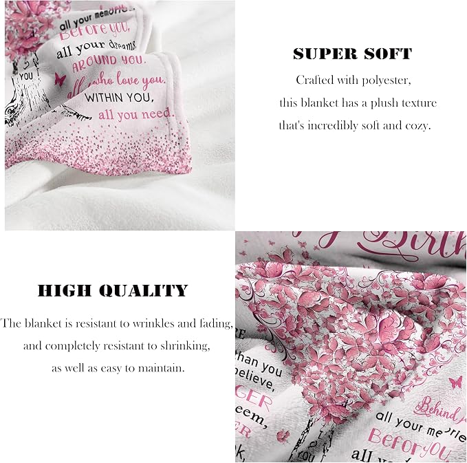 Vuinezo Birthday Gifts for Women Blanket 50"X60" | Birthday Gifts for Girls/Mom/Sister/Wife，Gifts for Her Birthday, Bday Gift for Her