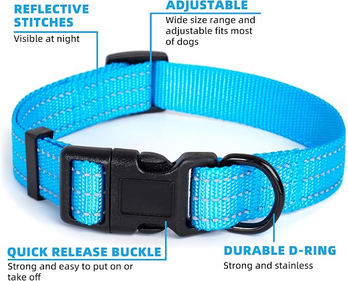 Mile High Life Reflective Dog Collar, Adjustable Lightweight Quick Release