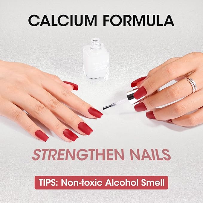 GELLEN Matte Clear Nail Polish Top Coat, Quick Air Dry, Non UV Gel, Calcium-Formula Matte Regular Nail Polish Strengthens Fingernails | Toxin HEMA TPO Free, No Chip, Long Lasting