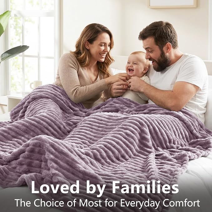 HIMEET Dusty Purple Twin Blanket for Bed, 300GSM Ribbed Fleece, 60 x 80 in | Ultra Soft Flannel, All-Season Lightweight Warmth, Bed Layering Pick & Dorm Essential, Gift for Men & Women, Machine Washable