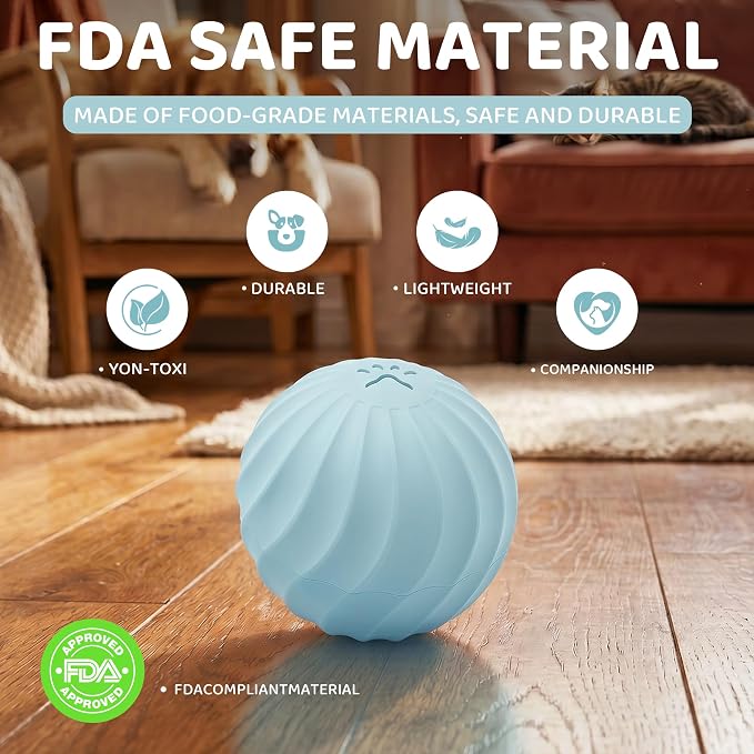 Smart Interactive Dog Toy Ball for Dogs and Cats, Motion Activated Auto Rolling Bouncing Pet Ball, IP67 Waterproof, Bite Resistant Rubber, USB-C Rechargeable, 2 Modes