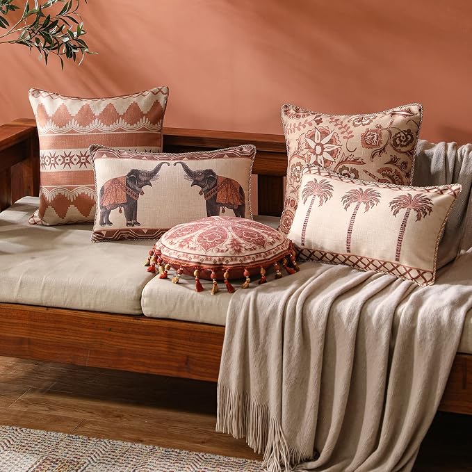 patdrea Floral Linen Decorative Throw Pillow Covers Set Soft Durable Cushion Cases Pillowcase for Couch Bedroom Car Living Room 12"x 20"