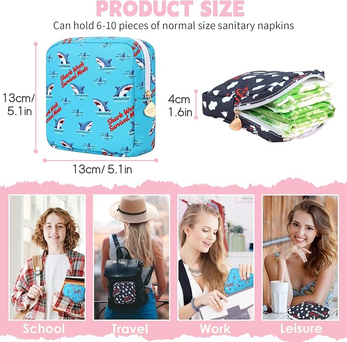 Sanitary Pad Storage Bag Portable Period Bag for Teen Pads/Sanitary Napkins/Small Tampons, Sanitary Napkin Storage Bag First Period Gifts for Teen Girls (Secret Weapon)