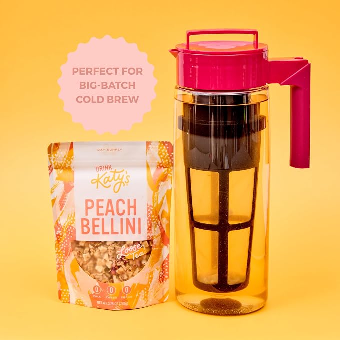 Katy’s Peach Bellini Loose Tea - Apple, Peach & Mango - Light Herbal Fruit Tea, Caffeine-Free, Sugar-Free - Hot or Iced Tea - 30+ Cups