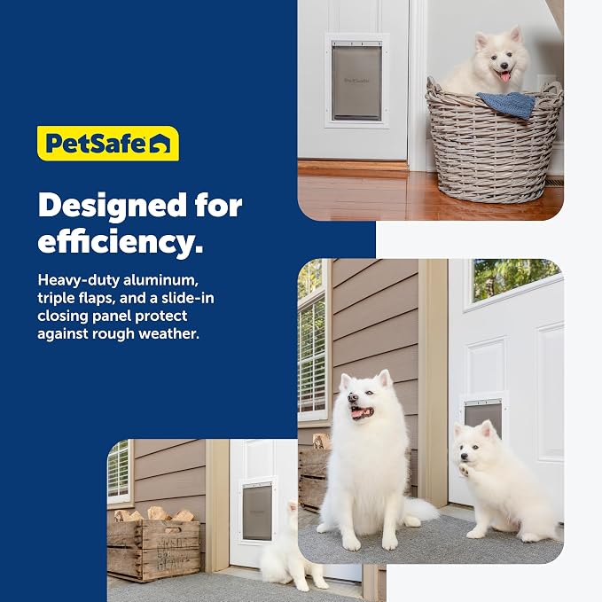 PetSafe Extreme Weather Aluminum Dog Door, 3-Flap Insulated, Medium | Energy-Efficient, Blocks 3x More Thermal Loss, Reinforced Aluminum Frame, Magnetic Seal on Flap