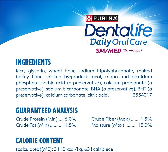 Dentalife Daily Oral Care Dog Treats for Small and Medium Dogs,Chewy Dental Treat to Freshen Breath and Fight Tartar,Chicken Flavor,35.7 oz. Each,47 Chews each/94 Total Chews-47 ct. Pouch,(Pack of 2)