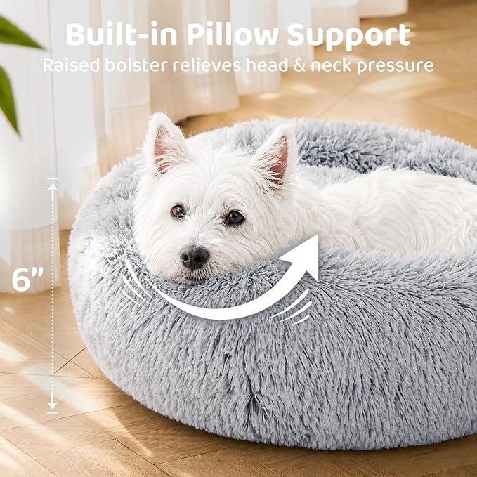 JOLLYVOGUE Dog Beds Large Sized Dog, Calming Anti-Anxiety Dog Bed, Fluffy Donut Cushion for Extra Large Pets (45")