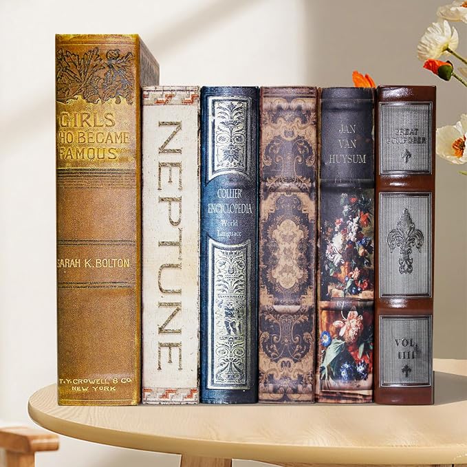 Book Box Decorative Storage Box,Fake Books for Home Decoration | Faux Wood with Magnetic Close Storage for Hidden Jewelry,Photos, Greeting Cards,Remotes, Oil Painting M Size Box