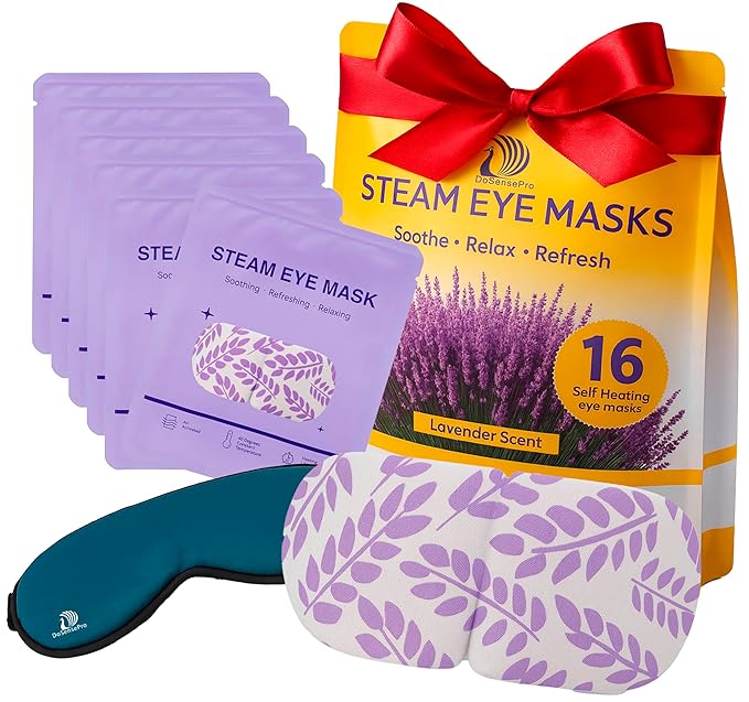 Steam Eye Mask - 16 Pack Lavender Self-Heating Warm Compress for Dry Eyes, Puffy Eyes Relief, Cornea Care, and Relaxation – Soothing & Comfortable Heated Eye Pads