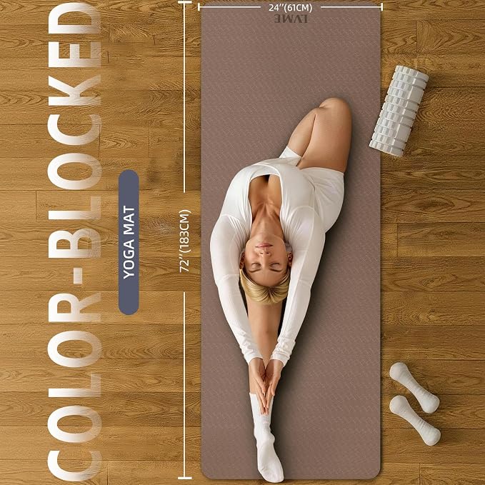 Thick Yoga Mat 72"x24" – 1/4" or 2/5" Option | Non-slip & anti-tear TPE, lightweight with carrying strap, beginner-friendly for women & men, yoga/pilates/floor workout