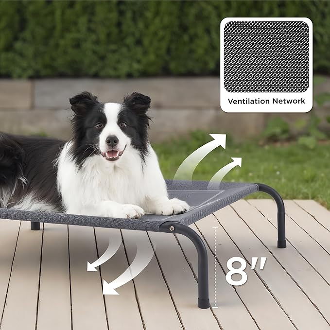 Bedsure Outdoor Elevated Cooling Dog Bed Large Sized Dog, 49in Grey (Pack of 2)