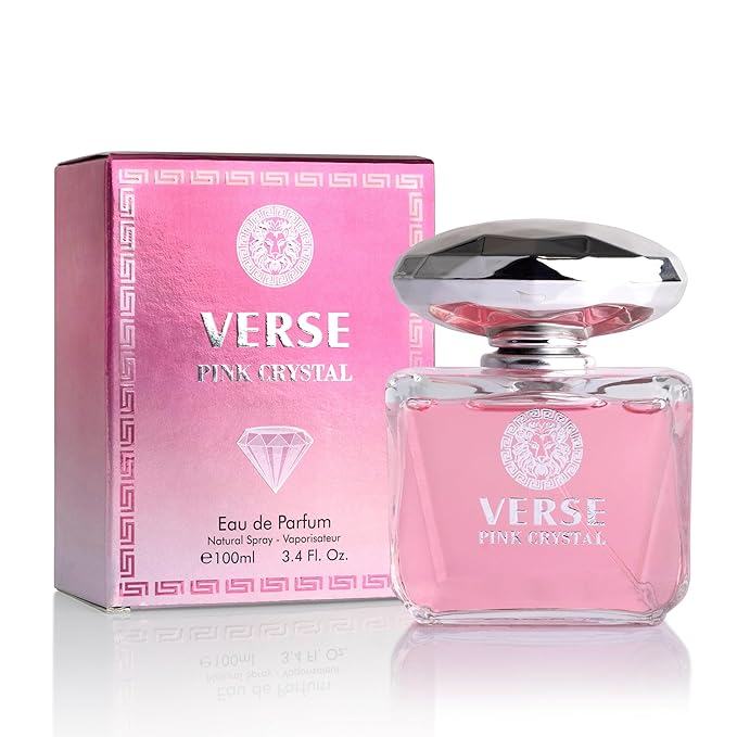 Verse Pink Crystal Eau De Parfum for Woman - Top Notes of Pomegranate, Yuzu & Iced Accord - Base Notes of Peony, Lotus, Magnolia, Amber, Musk & Mahogany - Floral & Fruity Scent - Elegant 100ml Bottle