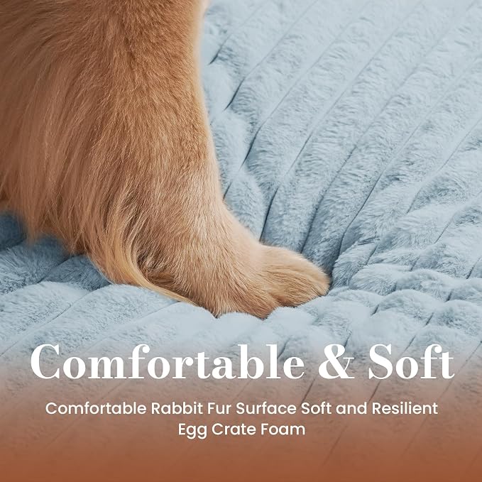 Extra Large Orthopedic Dog Crate Bed with Waterproof Lining | Egg crate foam for joint support. Soft plush surface. Non-slip bottom. Removable & machine washable cover. OEKO-TEX certified