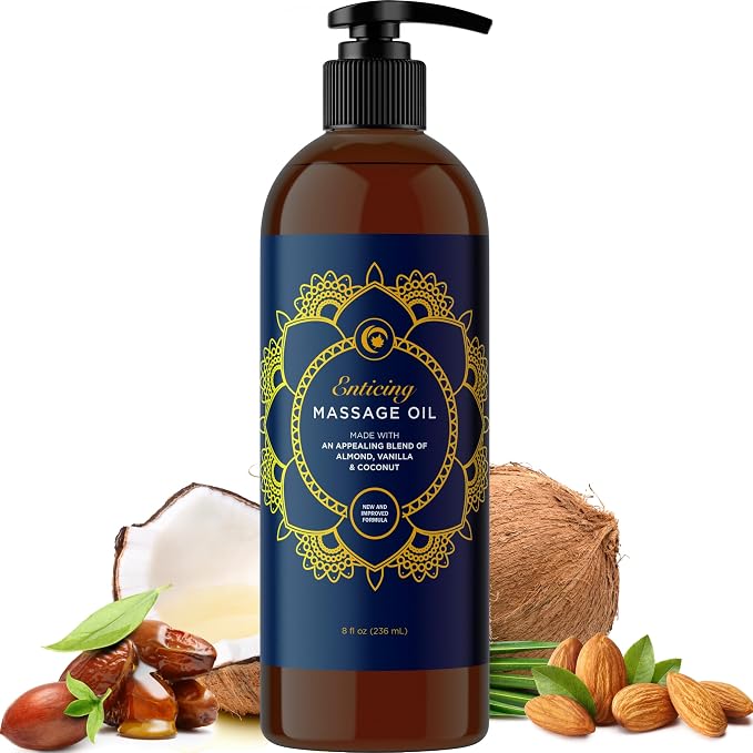 Alluring Lavender & Luxurious Vanilla Massage Oil Set - Aromatherapy Full Body Massage Oil Bundle with Naturally Scented Vegan Non GMO & Gluten Free Ingredients (8 Fl Oz Each)