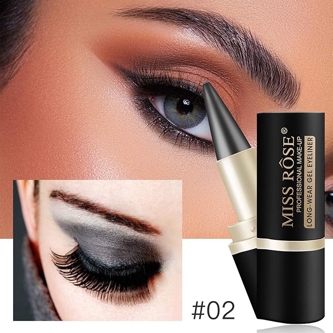 2 Pcs Gray-black Gel Cream Eyeliner Set, Tool Smudge Proof and Waterproof Matte Quick Dry Gray-black Eye-liner Pencil Tattoo Eyeliner Pen Stick Makeup for Women