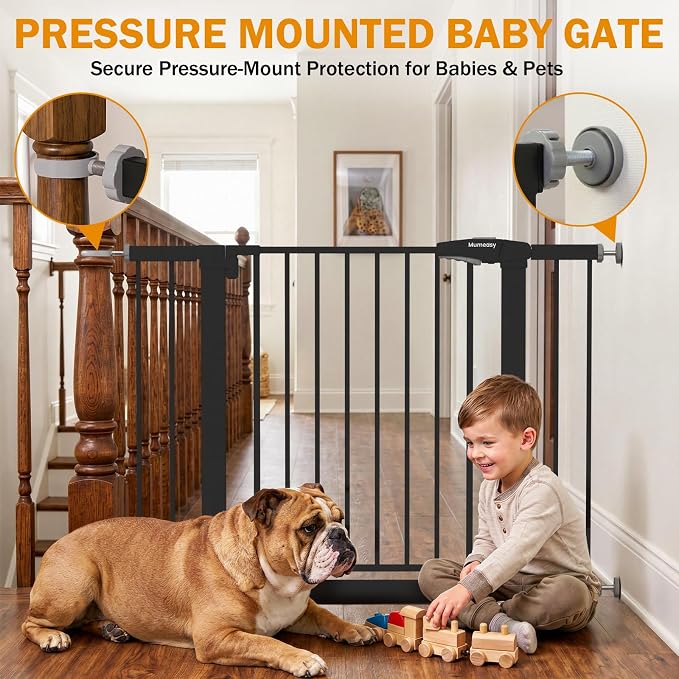 Mumeasy 29.7-43" Baby Gate for Stairs & Doorways, Pressure Mounted Dog Gate