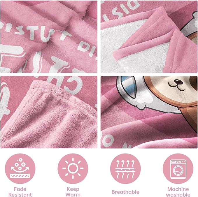 Leebbsin Funny Gifts for Wife, Anniversary Wedding Gifts for Wife | Wife is Charging Sloth Blanket 60" x 50", Pink, Christmas Mothers Day Birthday Gift for Wifey from Husband