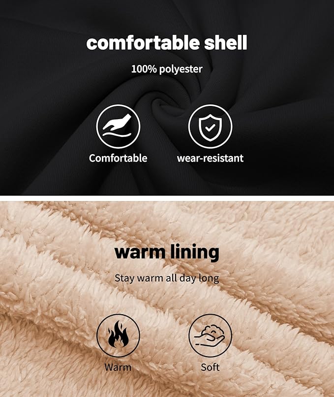 Little Beauty Womens Zip Up Hoodies Winter Thick Fleece Lined Hooded Jacket Casual Cozy Warm Sweatshirt Coat