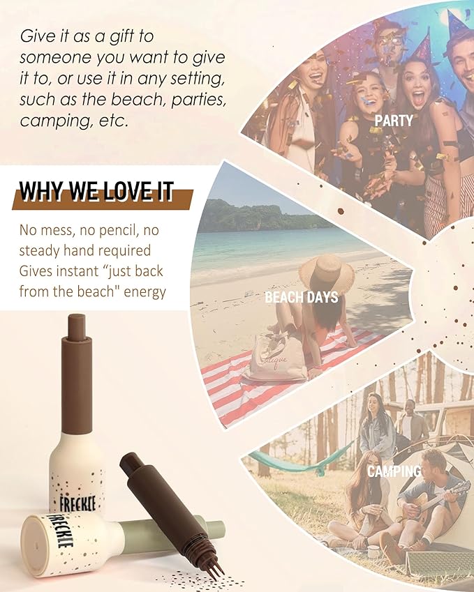 Freckle Stamp Cushion, Vivid Natural Faux Freckles Pen, Long Lasting Waterproof Quick Dry Lifelike Fake Freckle Stamp Pencil, Get Sun-kissed Stars Makeup in One Press, Makeup Gift for Women Girl-02