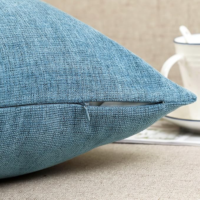 Pack of 2 Decorative Chenille Throw Pillow Covers, 20x20, Dusty Blue | Square Soft Cozy Concise Pillow Covers Modern Farmhouse Couch Cushion Cases for Sofa Bed Living Room Home Decor