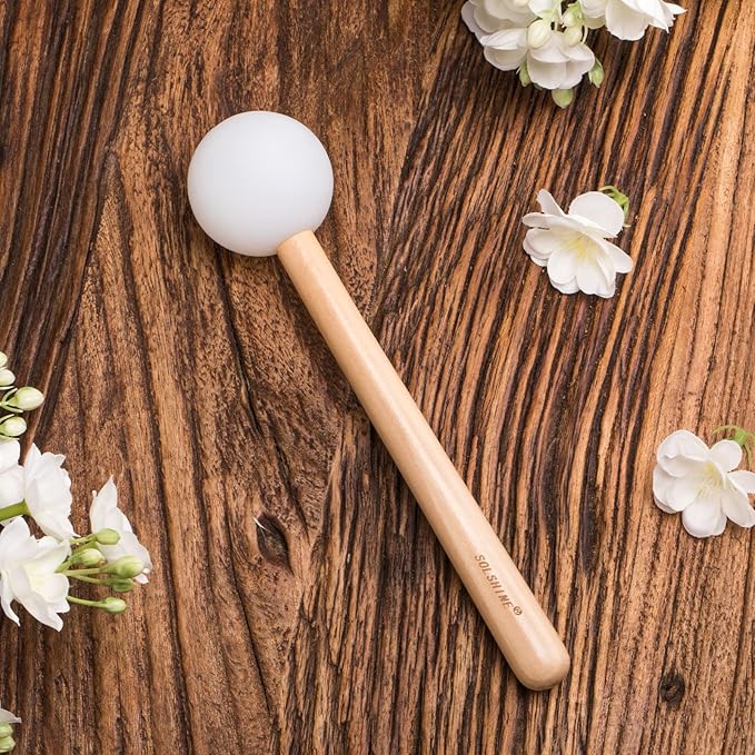 SOLSHINE Crystal Singing Bowl Mallet - Wooden Healing Striker with Rubber Tip for Sound Therapy, Yoga Meditation, Chakra Balancing & Energy Cleansing Tools