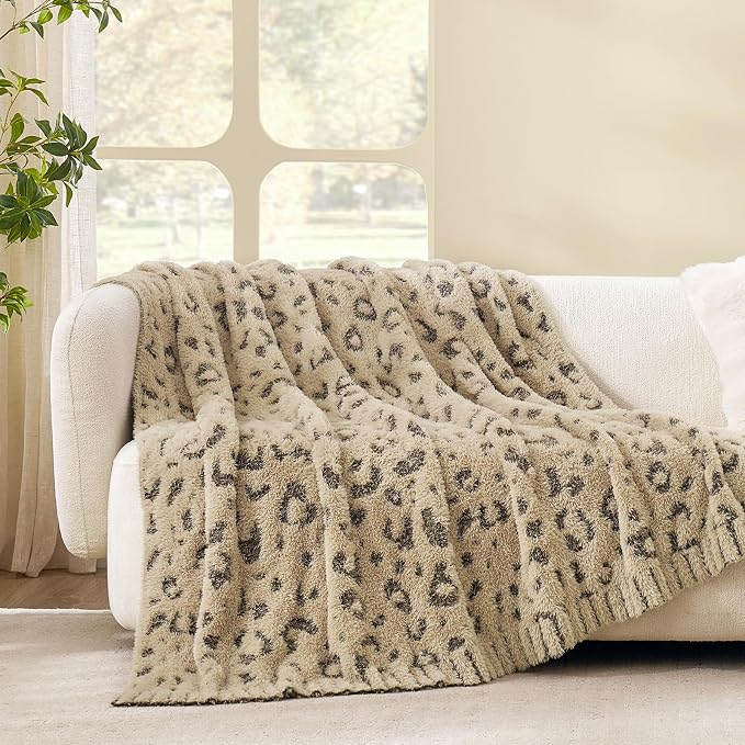 Snuggle Sac Leopard Luxury Faux Fur Blanket Twin Size for Bed Sofa,Ultra Soft Cozy Oversized Fluffy Blanket for Couch Living Room,Brown Leopard,60x80 inches
