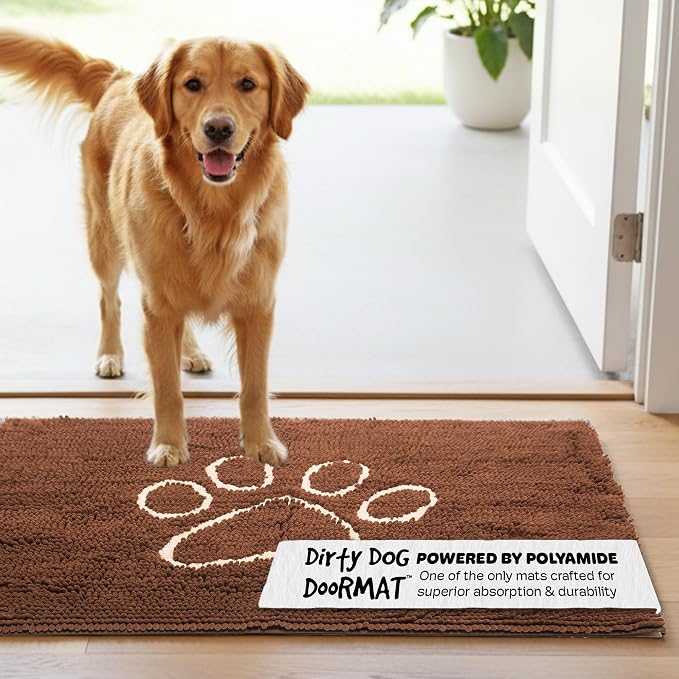 Dog Gone Smart Dirty Dog Doormat - Fast Drying Rug - Almond, 35 x 26 in | Super Gripper Backing for Clean Floors - Absorbent Microfiber and Machine Washable Mat for Muddy Paws