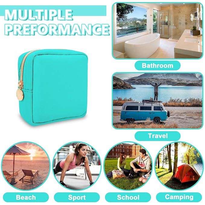UIXIZQ Mini Makeup Pouch for Purse, Small Cosmetic Bag Pouch Nylon Travel Toiletry Organizers Bag for Women Girls, Cute Zipper Coin Purse Preppy Storage Purse for School Work(Mini-Cotton Candy)