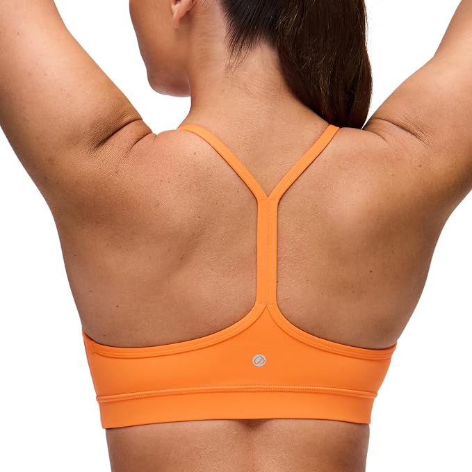 CRZ YOGA Butterluxe Y Back Sports Bras for Women - Padded Racerback Low Impact Spaghetti Thin Strap Workout Yoga Top