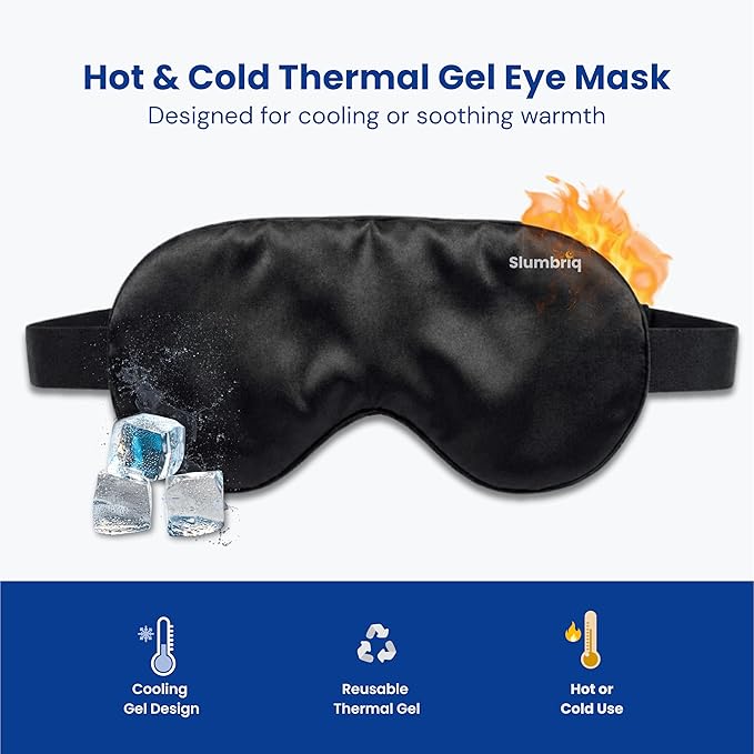 Cooling Eye Mask for Sleeping – Reusable Hot & Cold Gel Eye Mask with Adjustable Strap, Wide Coverage Sleep Eye Mask for Relaxation, Travel & Eye Comfort