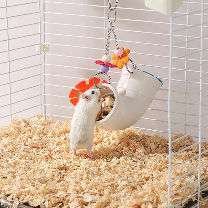 2pcs Rat Enrichment Foraging Toys Interactive Hide Treats Dispenser with Wide Opening Hanging Slow Feeder Cage Accessories for Mice Guinea Pigs Hamsters