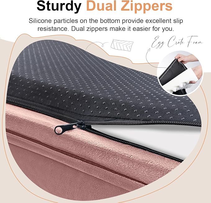Orthopedic Dog Bed for Medium Dogs, 28 x 19 Inch, Pink | Egg crate foam for joint support, 3-sided bolster pet sofa, waterproof lining, washable cover, and non-skid base