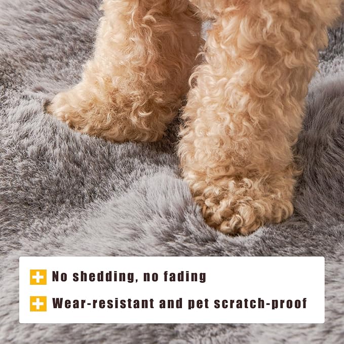 Calming Dog Bed for Couch, 29.5 x 29.5 inch, Non-Slip Rabbit-Velvet Dog Sofa Mat for Furniture Protector, Perfect for Small, Medium Dogs and Cats (Dark Gray, Medium)