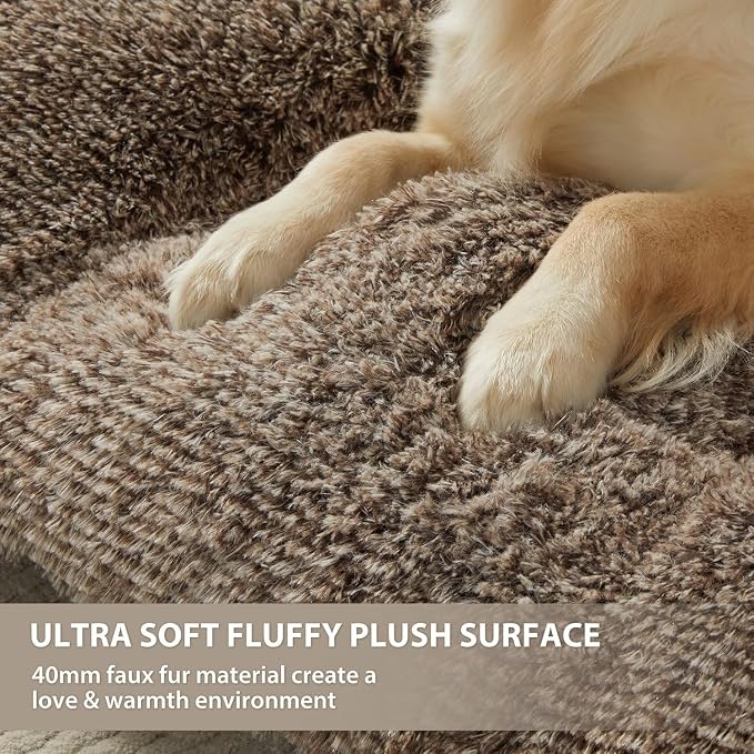 BFPETHOME Dog Bed for Large Dogs, Plush Kennel Pad for Sleeping &Ease Anxiety, Washable Mats with Anti-Slip Bottom - 53 x 36 inch
