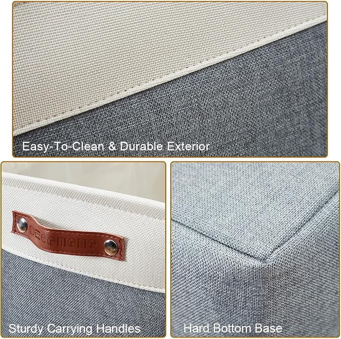 DECOMOMO Storage Bins, Extra Large Fabric Storage Baskets for Shelves 3Pack | 15.8 x 12.5 x 10 inches Decorative Linen Closet Organizers (Slate Grey & White)