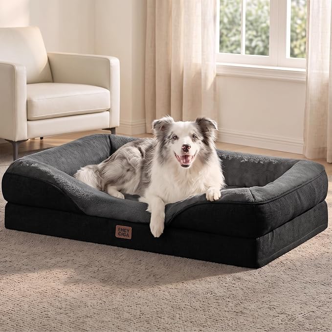 EHEYCIGA Orthopedic XL Dog Bed for Large Dog, Memory Foam Dog Couch | 42x30 Inch Extra Large Sized Dog Sofa with Sides, Waterproof Liner & Washable Removable Cover, Bolster Pet Couch