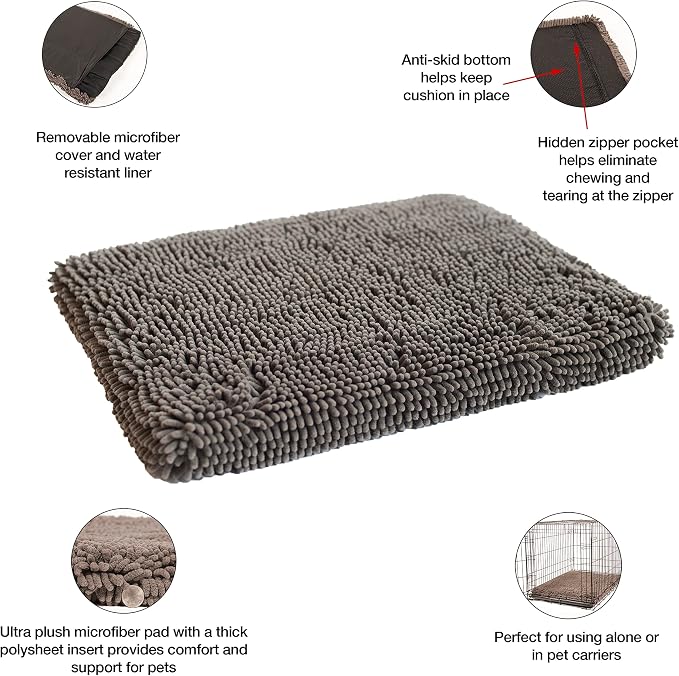 Dog Gone Smart Pet Products Dog Gone Smart Dirty Dog Microfiber Cushion Pad, Grey, 21x30 Inches (D