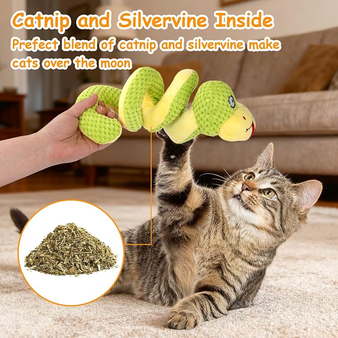 Retro Shaw 11"Snake Cat Toys Catnip Interactive Toy for Indoor Cats Kittens