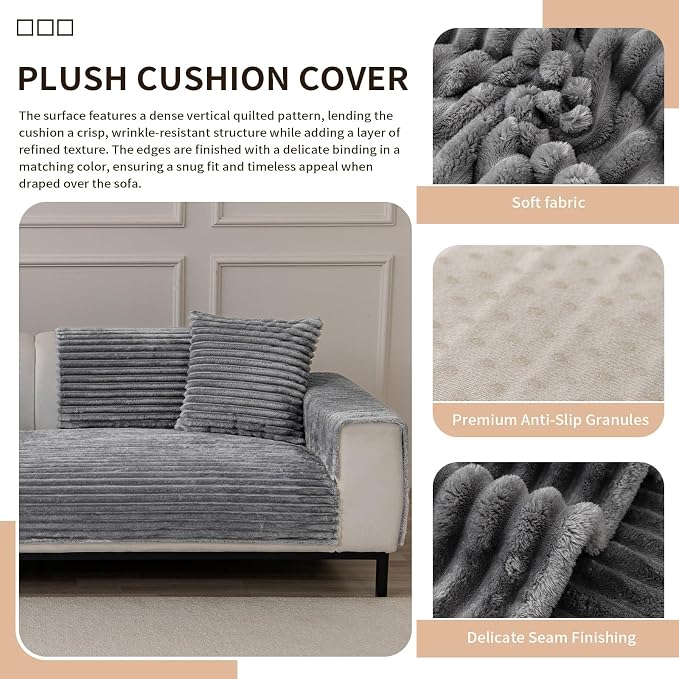 Waterproof Couch Cover & Sofa Cover, Couch Covers for Sofa Washable Non-Slip, Soft Dog Bed Protector for Sectional, Loveseat, Living Room, Car & RV Furniture (Light Gray, 23.62"x23.62" 2 PACK)