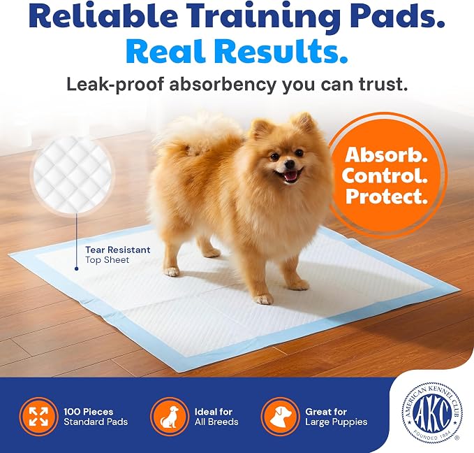 AKC Puppy Training Pads, 22" x 22", Fresh Scent,100 Count