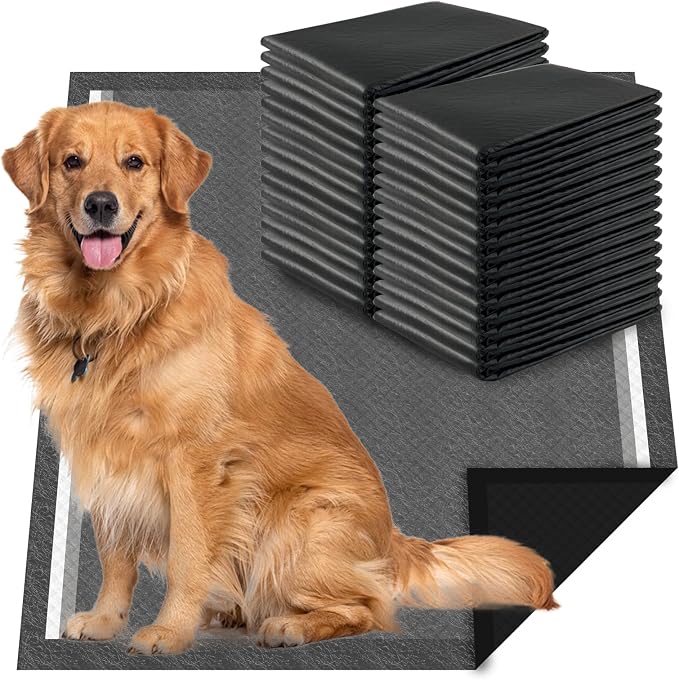 Dogcator Charcoal Dog Pee Pads Extra Large 28“x34”, Puppy Pads XL 30 Count, Potty Pads for Dogs, Disposable Urine Bed Pads for Odor-Control, X-Large Piddle Underpads, Training Liners for Housebreaking